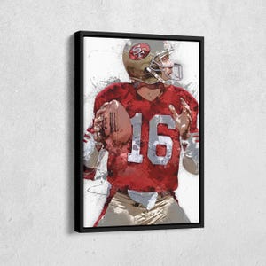 Joe Montana Canvas Print - San Francisco 49ers Wall Art, NFL Decor for Home & Man Cave, Football Gift, Framed Poster