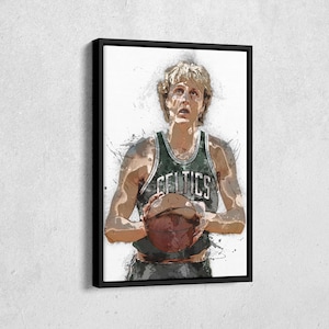 Larry Bird Canvas Print - Boston Celtics Wall Art, NBA Decor for Home & Man Cave, Basketball Gift, Framed Poster