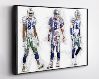 Troy Aikman, Demarcus Ware & Jason Witten Canvas Print - Dallas Cowboys Wall Art, NFL Decor for Home, Man Cave, Fan Gift, Framed Poster