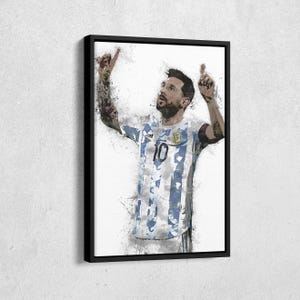Lionel Messi Canvas Print - Argentina National Team Wall Art, Soccer Decor for Home & Man Cave, Football Gift, Framed Poster