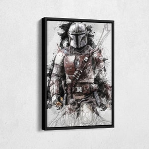 The Mandalorian Poster Star Wars Movie Painting Hand Made Posters Canvas Print Kids Wall Art Man Cave Gift Home Decor