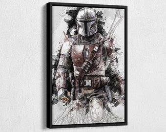 The Mandalorian Poster Star Wars Movie Painting Hand Made Posters Canvas Print Kids Wall Art Man Cave Gift Home Decor