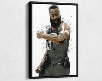 James Harden Poster Houston Rockets Basketball Painting Hand Made Posters Canvas Print Kids Wall Art Home Man Cave Gift Decor