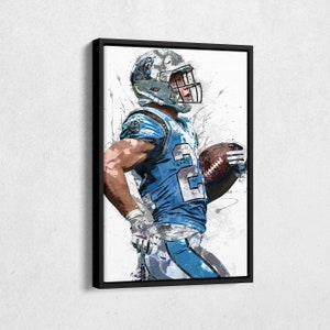 Christian McCaffrey Poster Carolina Panthers Football Painting Hand Made Posters Canvas Print Kids Wall Art Man Cave Gift Home Decor