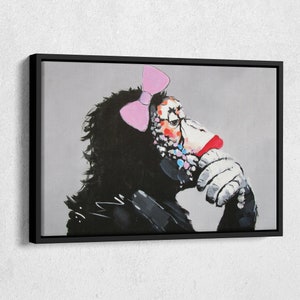 Banksy Female DJ Monkey Poster Street art Graffity Hand Made Posters Canvas Print Wall Art Home Decor