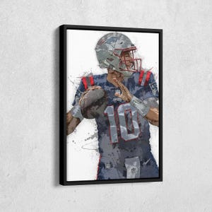 Mac Jones Canvas Print - New England Patriots Wall Art, NFL Decor for Home & Man Cave, Football Gift, Framed Poster
