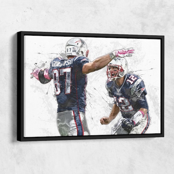 Tom Brady Rob Gronkowski Poster New England Patriots Hand Made Posters Canvas Print Wall Art Man Cave Gift Home Decor
