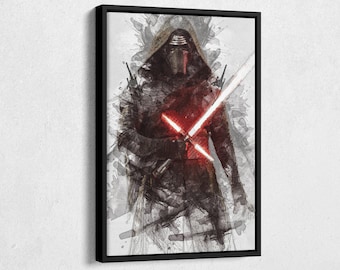 Kylo Ren Poster Star Wars Movie Painting Hand Made Posters Canvas Print Kids Wall Art Man Cave Gift Home Decor
