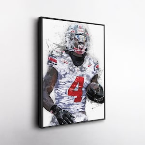 Jeremiah Smith Canvas Print – Ohio State Buckeyes Wall Art, College Football Decor for Home & Man Cave, Athlete Gift, Framed Poster