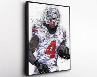 Jeremiah Smith Canvas Print – Ohio State Buckeyes Wall Art, College Football Decor for Home & Man Cave, Athlete Gift, Framed Poster