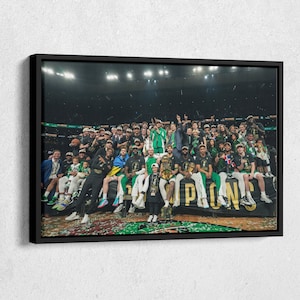 Boston Celtics 2023-2024 NBA Champions Canvas Wall Art Home Decor Framed Poster Print