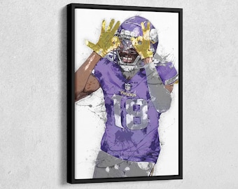 Justin Jefferson Canvas Print - Minnesota Vikings Wall Art, NFL Decor for Home & Man Cave, Football Gift, Framed Poster