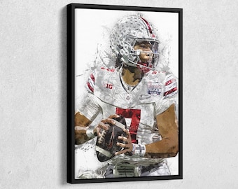 C.J. Stroud Canvas Print - Ohio State Buckeyes Wall Art, NCAA Decor for Home & Man Cave, College Football Gift, Framed Poster