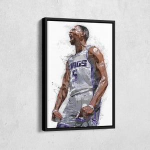 De&#39;Aaron Fox Canvas Print - Sacramento Kings Wall Art, NBA Decor for Home & Man Cave, Basketball Gift, Framed Poster