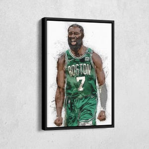 Jaylen Brown Canvas Print - Boston Celtics Wall Art, NBA Decor for Home & Man Cave, Basketball Gift, Framed Poster