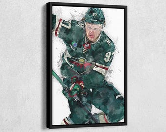 Kirill Kaprizov Canvas Print - Minnesota Wild Wall Art, NHL Decor for Home & Man Cave, Hockey Gift, Framed Poster