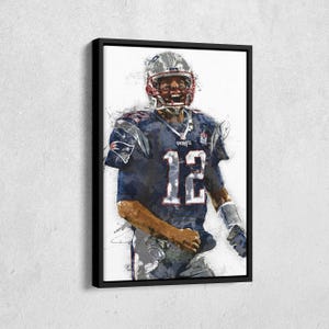Tom Brady Canvas Print - New England Patriots Wall Art, NFL Decor for Home & Man Cave, Football Gift, Framed Poster
