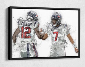 CJ Stroud & Nico Collins Canvas Print - Houston Texans Wall Art, NFL Decor for Home, Man Cave, Football Gift, Framed Poster