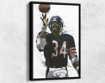 Walter Payton Poster Chicago Bears NFL Hand Made Posters Canvas Print Wall Art Man Cave Gift Home Kids Decor