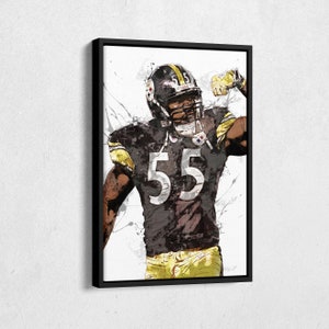 Joey Porter Poster Pittsburgh Steelers Painting Football Hand Made Posters Canvas Print Kids Wall Art Home Man Cave Gift Decor