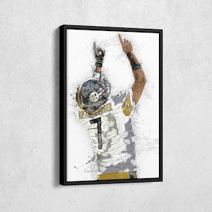 Ben Roethlisberger Canvas Print - Pittsburgh Steelers Wall Art, NFL Decor for Home & Man Cave, Football Gift, Framed Poster