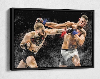 Conor McGregor vs Nate Diaz Poster Mixed Martial Arts Hand Made Posters Canvas Print Wall Art Home Man Cave Gift Decor