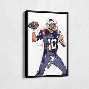Mac Jones Poster New England Patriots Football Painting Hand Made Posters Canvas Print Kids Wall Art Home Man Cave Gift Decor