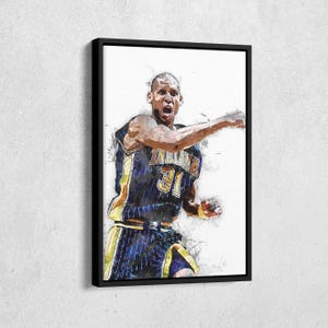 Reggie Miller Canvas Print - Indiana Pacers Wall Art, NBA Decor for Home & Man Cave, Basketball Gift, Framed Poster