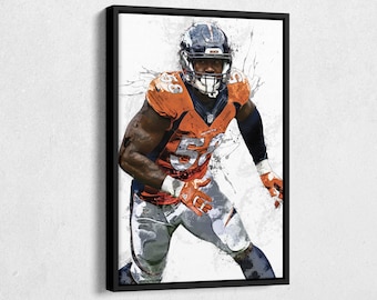 Von Miller Poster Denver Broncos Football Painting Hand Made Posters Canvas Print Kids Wall Art Man Cave Gift Home Decor