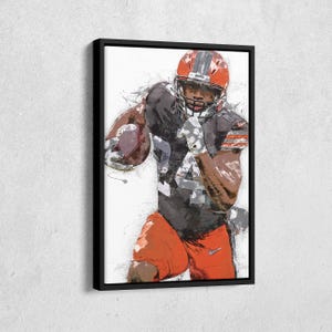 Nick Chubb Canvas Print - Cleveland Browns Wall Art, NFL Decor for Home & Man Cave, Football Gift, Framed Poster
