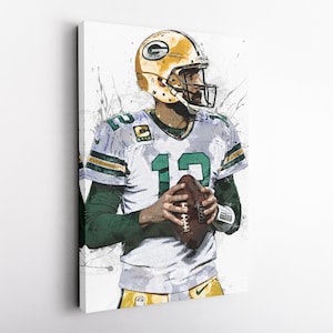 Aaron Rodgers Poster Green Bay Packers American Football Hand Made Posters Canvas Print Kids Wall Art Man Cave Gift Home Decor