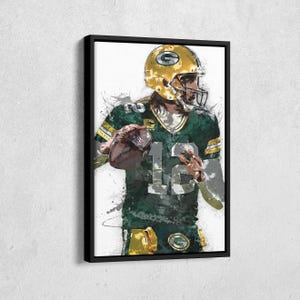 Aaron Rodgers Canvas Print - Green Bay Packers Wall Art, NFL Decor for Home & Man Cave, Football Gift, Framed Poster