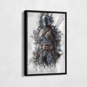 Jango Fett Poster Star Wars Painting Hand Made Posters Canvas Print Kids Wall Art Man Cave Gift Home Decor
