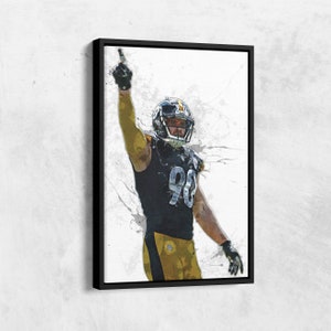 T.J.Watt Poster Pittsburgh Steelers NFL Painting Hand Made Posters Canvas Framed Print Wall Kids Art Man Cave Gift Home Decor