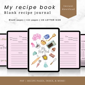 Blank Recipe Journal: 111-Page Cookbook Organizer (US Letter PDF Download)