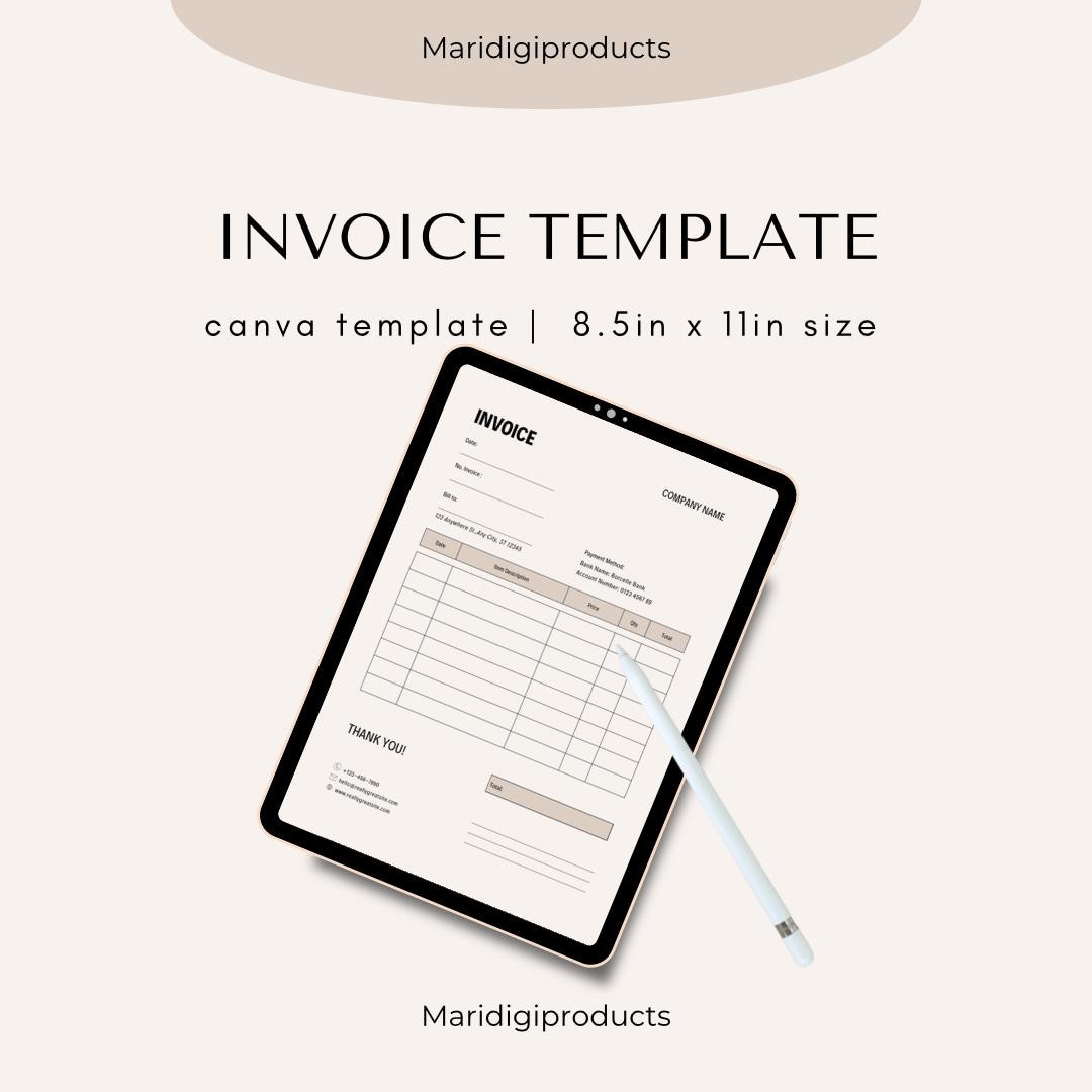 Editable Invoice Template: Canva Billing Form for Small Business (PDF ...