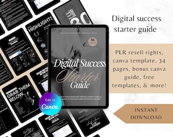 Digital Success Starter Guide: Online Business Ebook with PLR License (Canva Template Bundle)