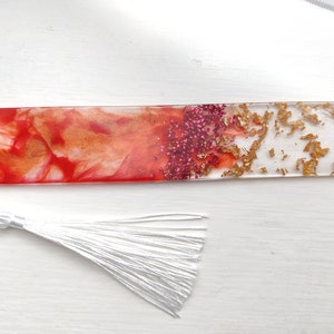 Personalised Handmade Resin Bookmark/ Book Accessories/ Bookmark/ Gold flakes/ Tassle