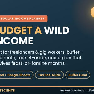 Budgetplanerare för oregelbundna inkomster, skatteavsättning för frilansare, buffertfond (Excel/Google Sheets)