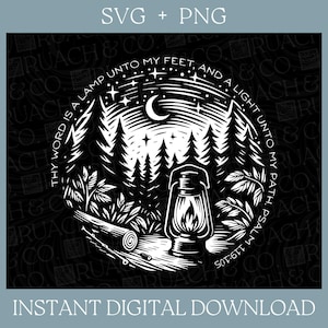 Psalm 119:105 Bible Verse SVG + PNG, Religious Digital Download, Christian Clipart, Church Camp Design, Christian Gift, Scripture Printable