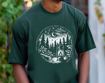 Psalm 119:105 Bible Verse Shirt, Church Camp T-shirt, Religious Shirts for Men, Women's Christian Shirt, Church Camp Counselor Tee, Camping
