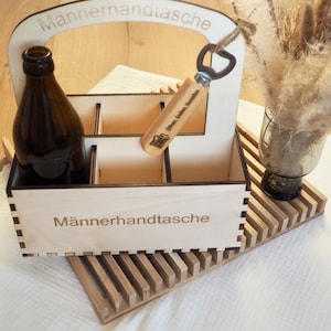 Laserbestand bierdrager voor bierflessen van hout flessendrager Sixpack Bottle Carrier Beer 0,5 l 6 mm - svg, dxf, ai, pdf, Lightburn