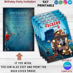 Hotel Transylvania printable  party invitation template,printable canva template,party invitation card,kids birthday party supplies,instant