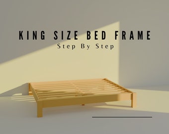 Planos de armazón de cama King de bricolaje, planos digitales (formato PDF), guía paso a paso