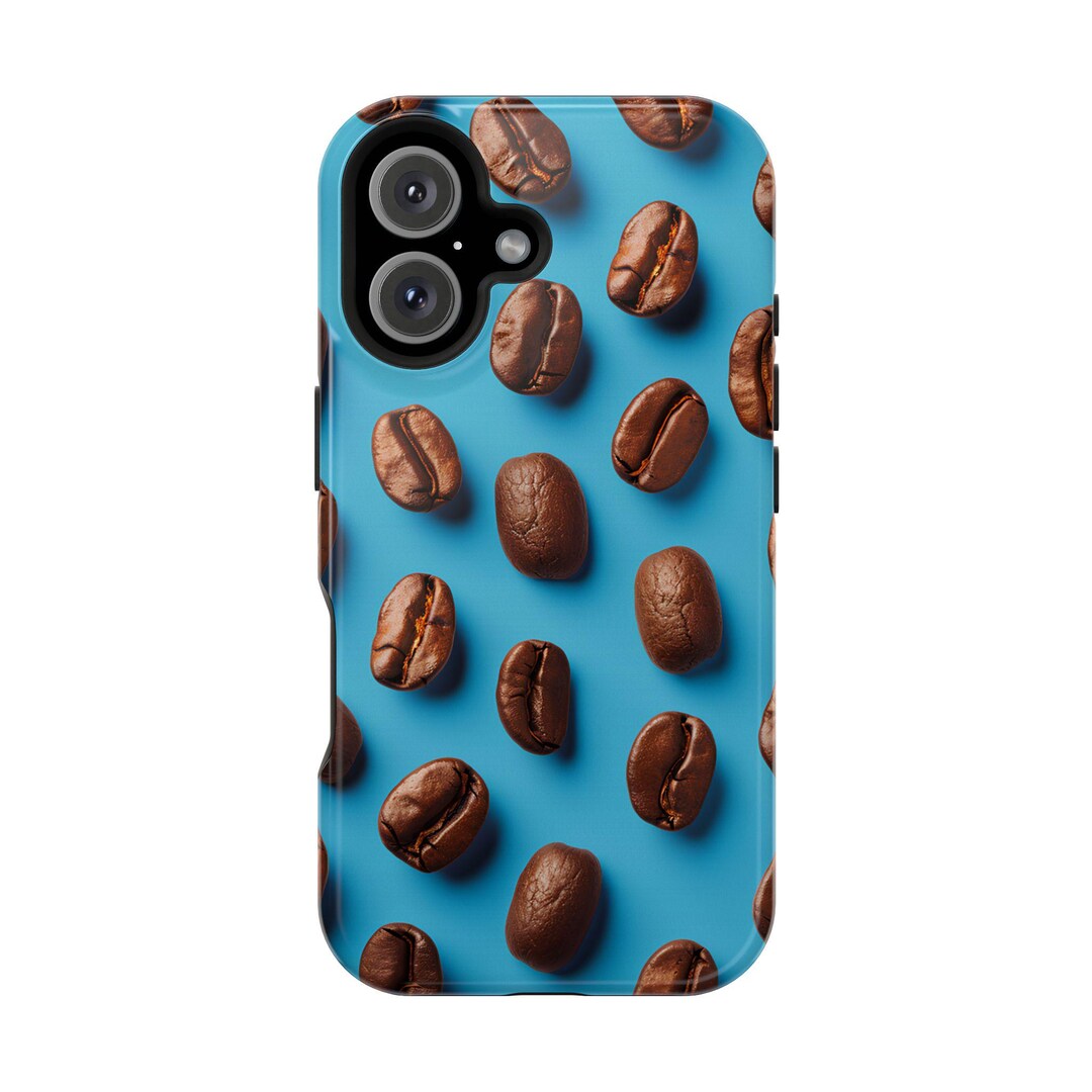 Espresso Coffee Beans Blue Magsafe Tough Case iPhone 16, 15, 14, 13 ...