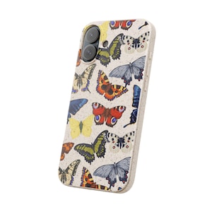Butterfly Biodegradable Bamboo Phone Case for iPhone 16, 15, 14, Eco-Friendly Phone Cases, Wireless Charging, BLNK