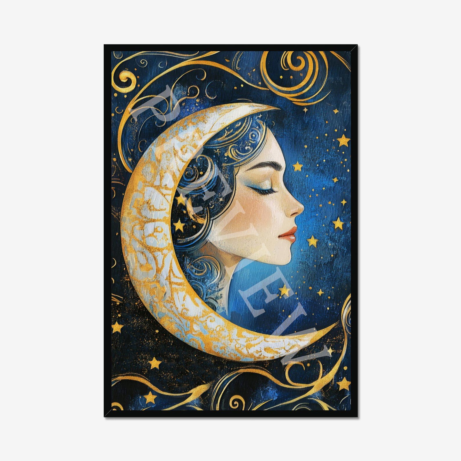 Selene Goddess Wall Art Print | Celestial, Ethereal Woman With Moon ...