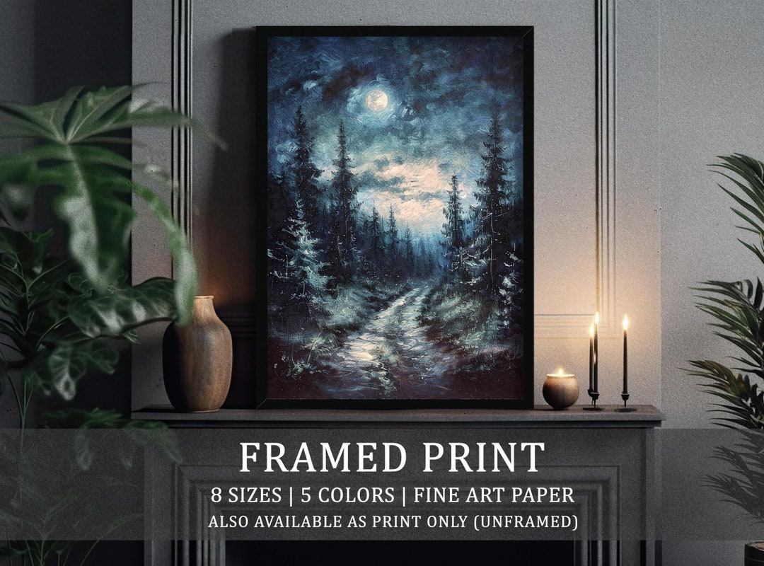 Enchanted Midnight Forest Wall Art Poster Print | Witchy Cottagecore ...