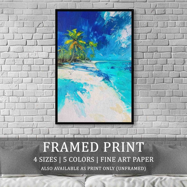 Maldives Framed or Unframed Fine Art Print // Tropical Sunny Beach & Palm Trees // Abstract Tranquil Paradise World Travel Home Decor Poster