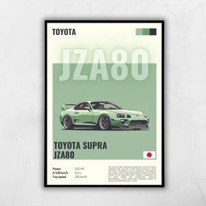 Toyota Supra JZA80 poster gift for car guy, Car poster wall art digital download, minimal Toyota print, modern Fathers day car decor